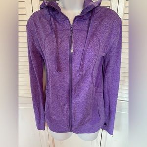 Sport Pro Compression Hooded Zip Purple Jacket Large